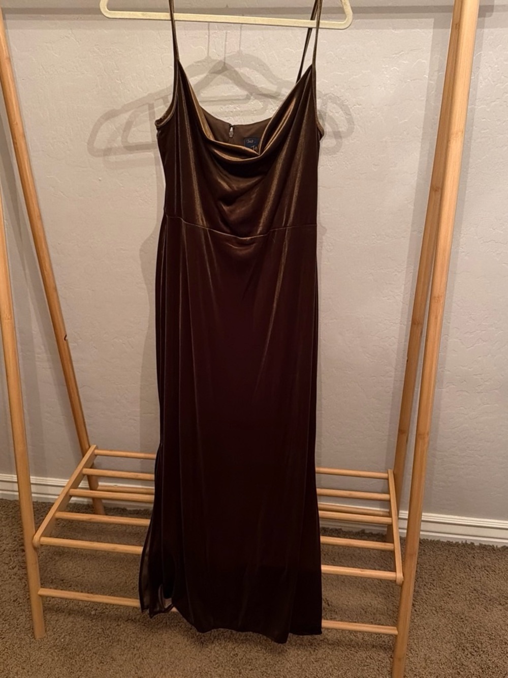 Just...Taylor Chocolate Brown Satin Slip Maxi Dress